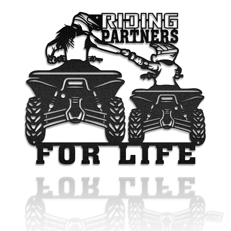 Four-Wheel Mom And Son Riding Partners For Life Metal Wall Art