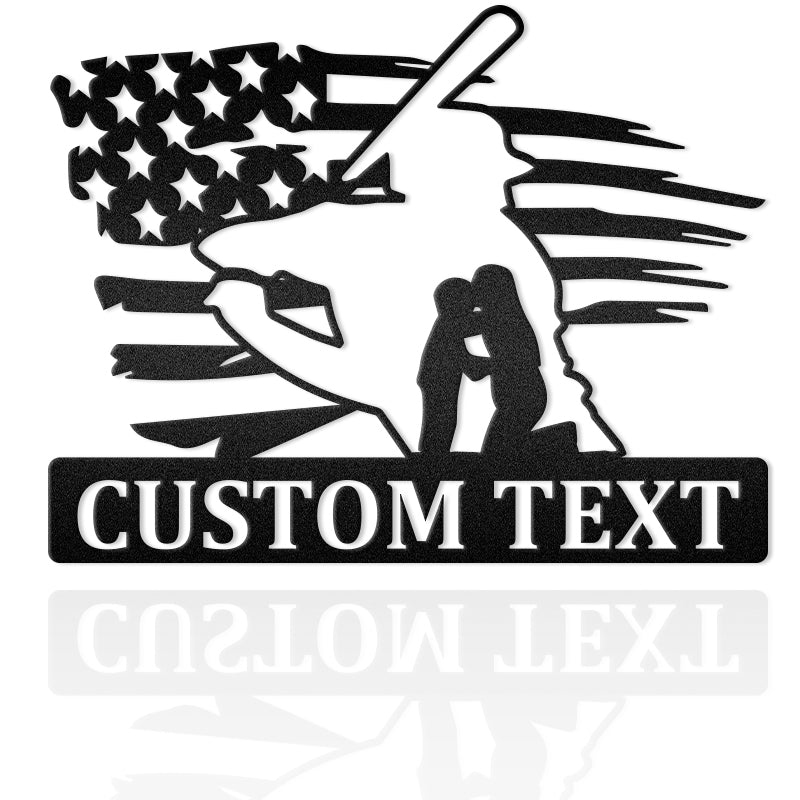 Mom And Son Baseball Metal Wall Art