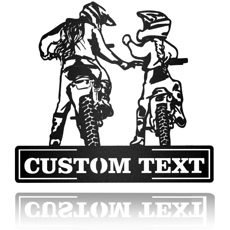 Motocross Mother And Daughter Motorcycle Metal Wall Art