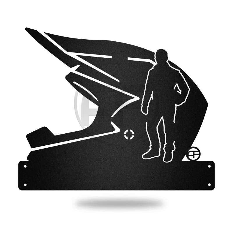 Motorcycle Helmet Rider Custom Name Metal Wall Art