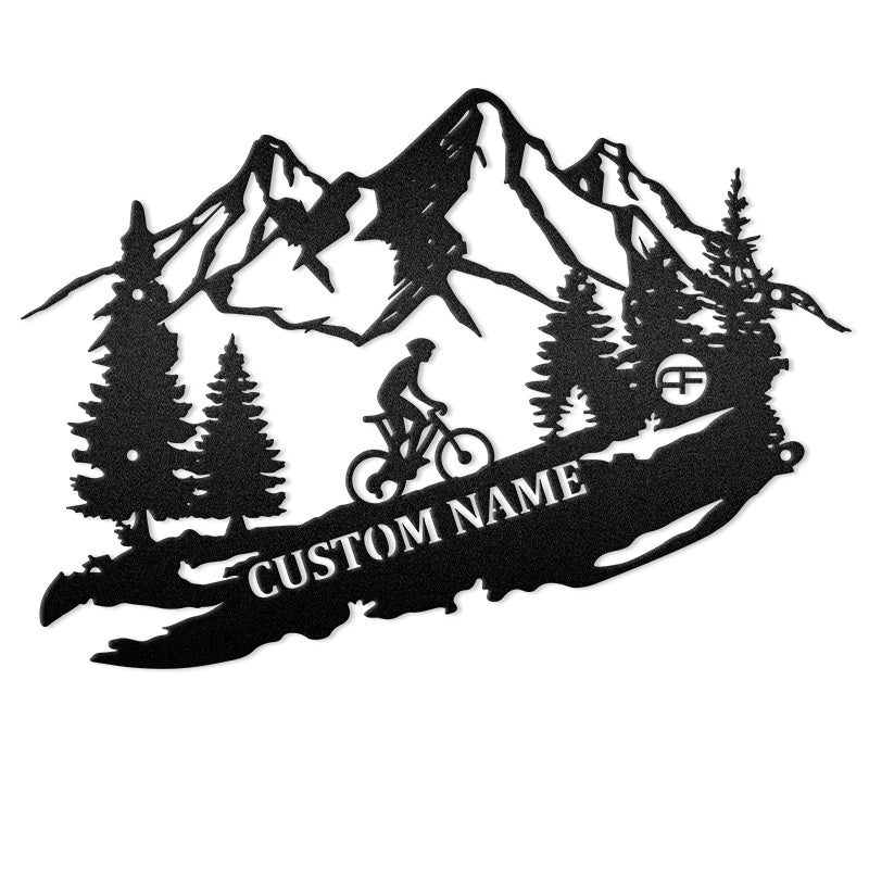 Mountain Bike Riding Bicycle Guy Metal Wall Art