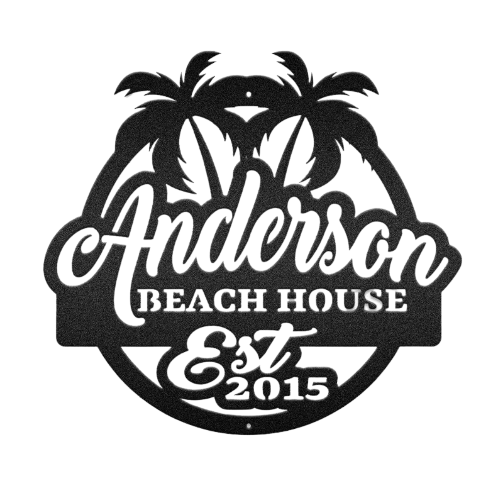 My Beach Customized House Est Palm Trees Beach Metal Wall Art