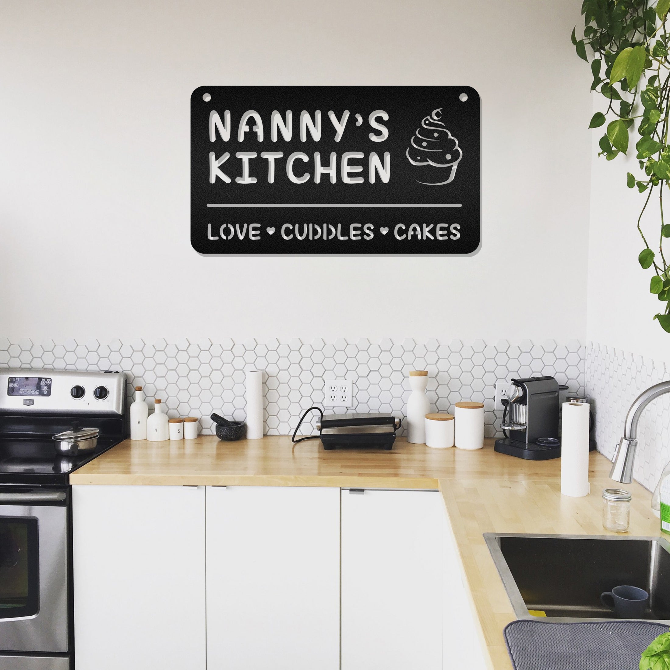 Nanny'S Kitchen Love Cuddles Cakes Customized Metal Wall Art