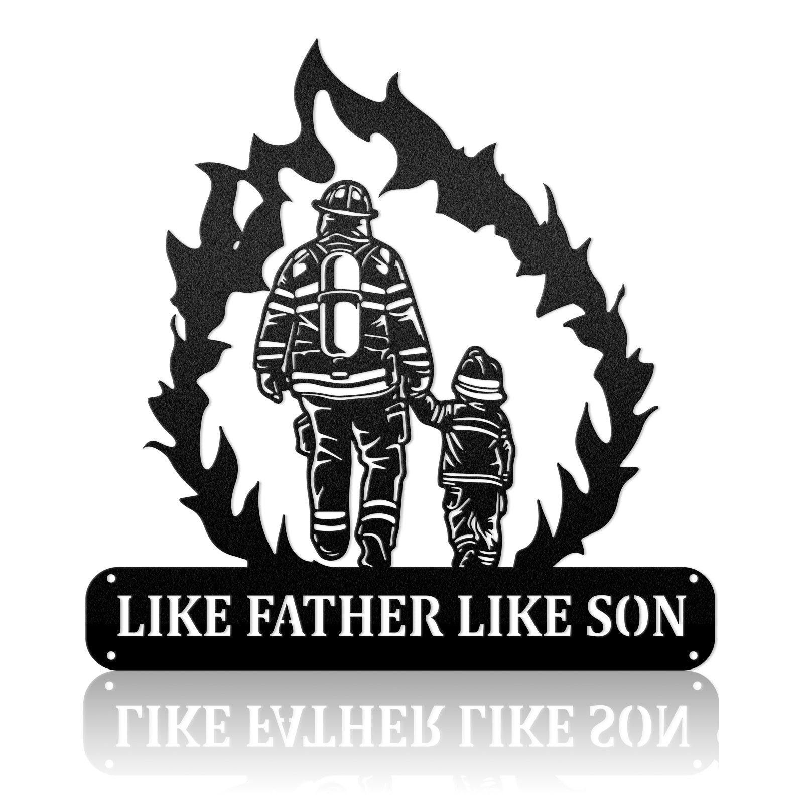 Firefighter Hero And Son Custom Name Metal Art Sign