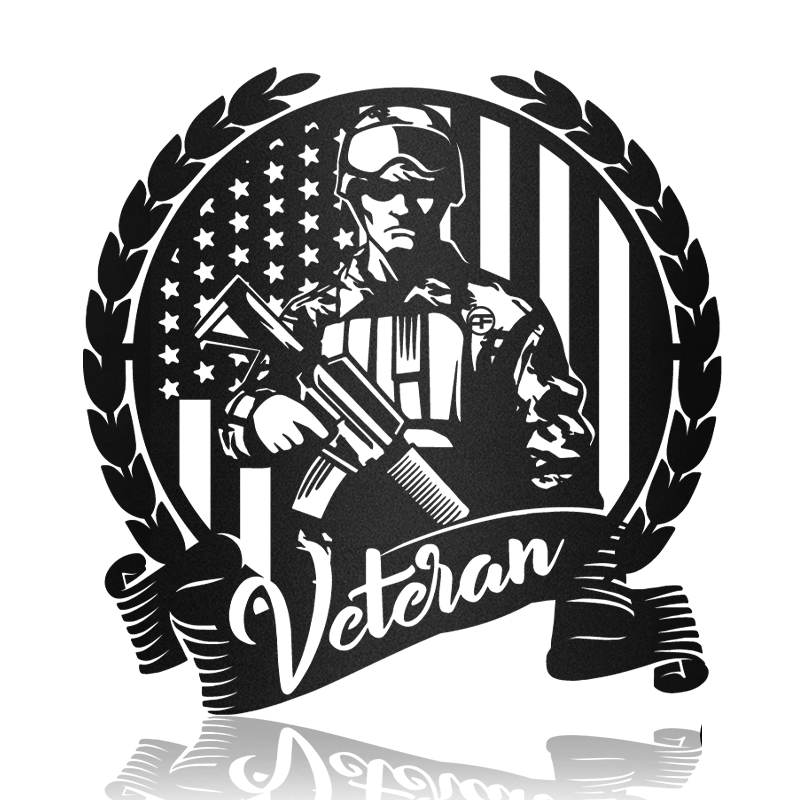 Seal Veteran Us Flag Metal Art Sign