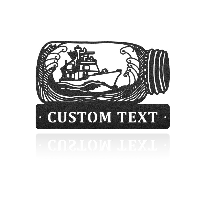 Warship In The Jar Metal Art Sign