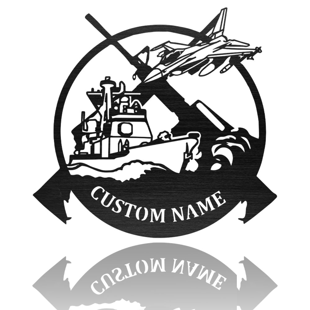 Warship With Aircraft Veteran Metal Art Sign