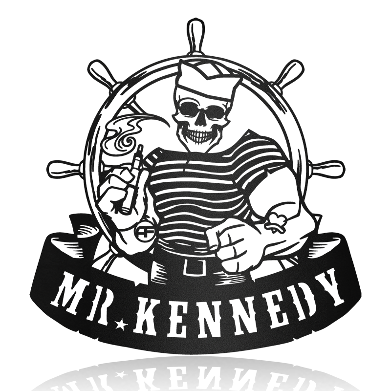 Muscle Veteran Sailor Skull Metal Art Sign