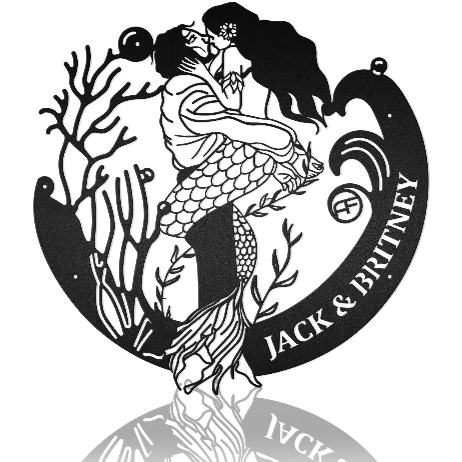 Mermaid Couple Nautical Vibe Metal Art Sign