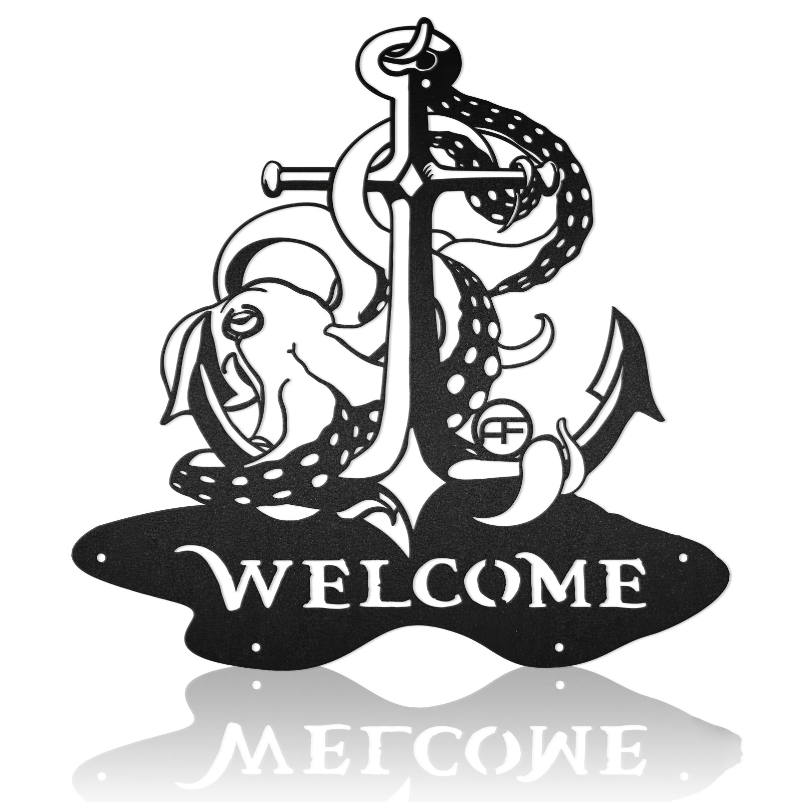 Anchor Octopus Boat Decor Metal Art Sign