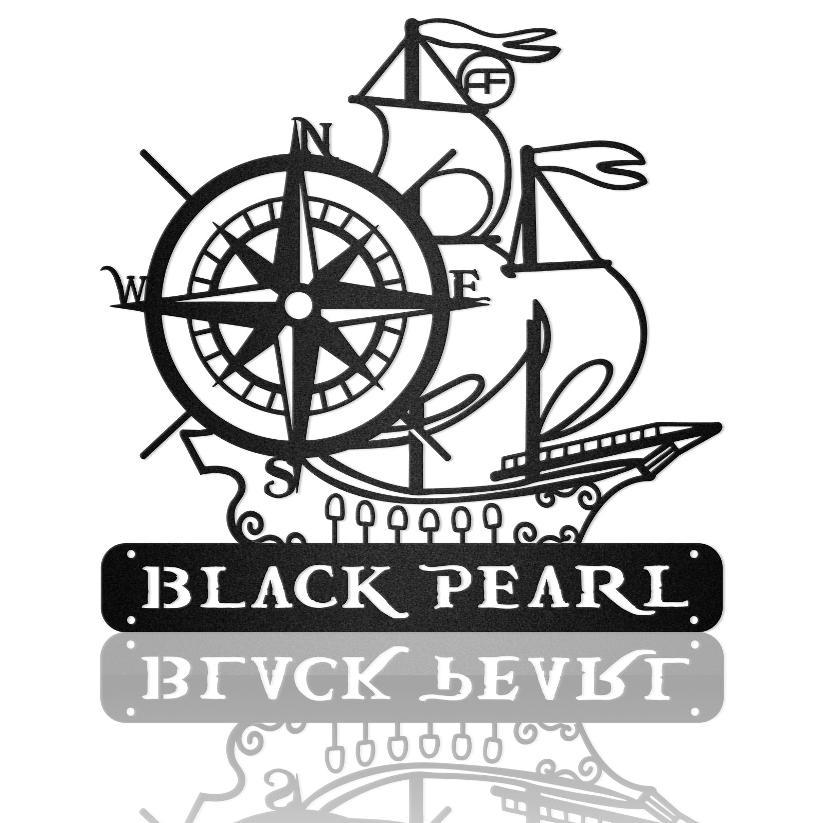 Compass Boat Nautical Metal Art Sign