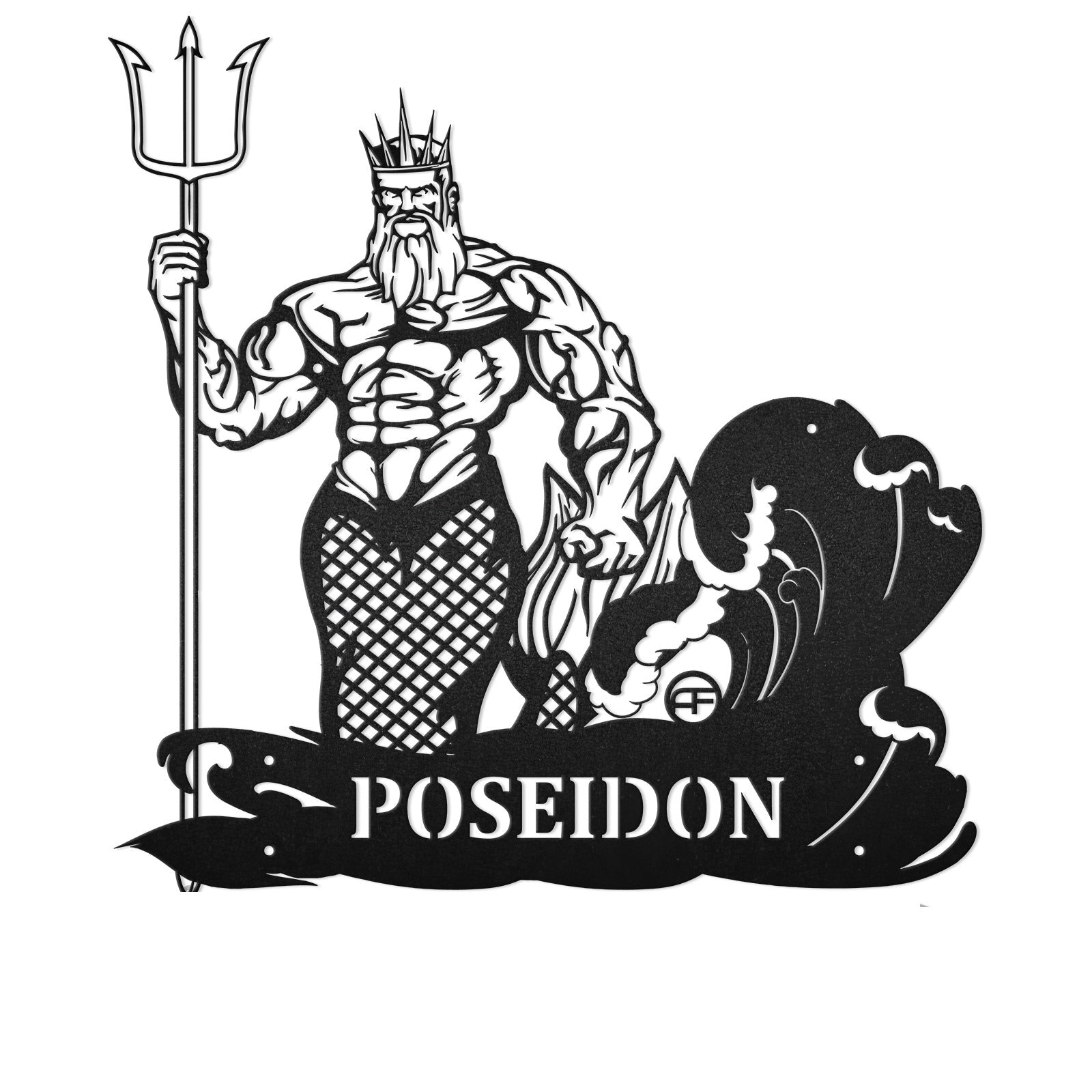 Poseidon With Trident Nautical Vibe Metal Art Sign