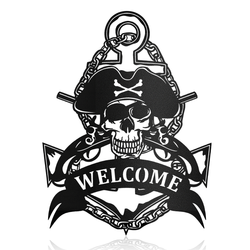 Pirate Anchor Nautical Metal Art Sign