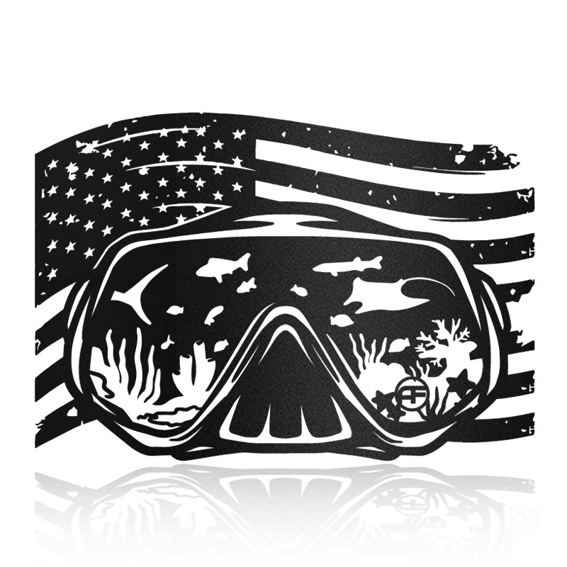 Scuba Mask Us Flag Nautical Vibe Metal Art Sign