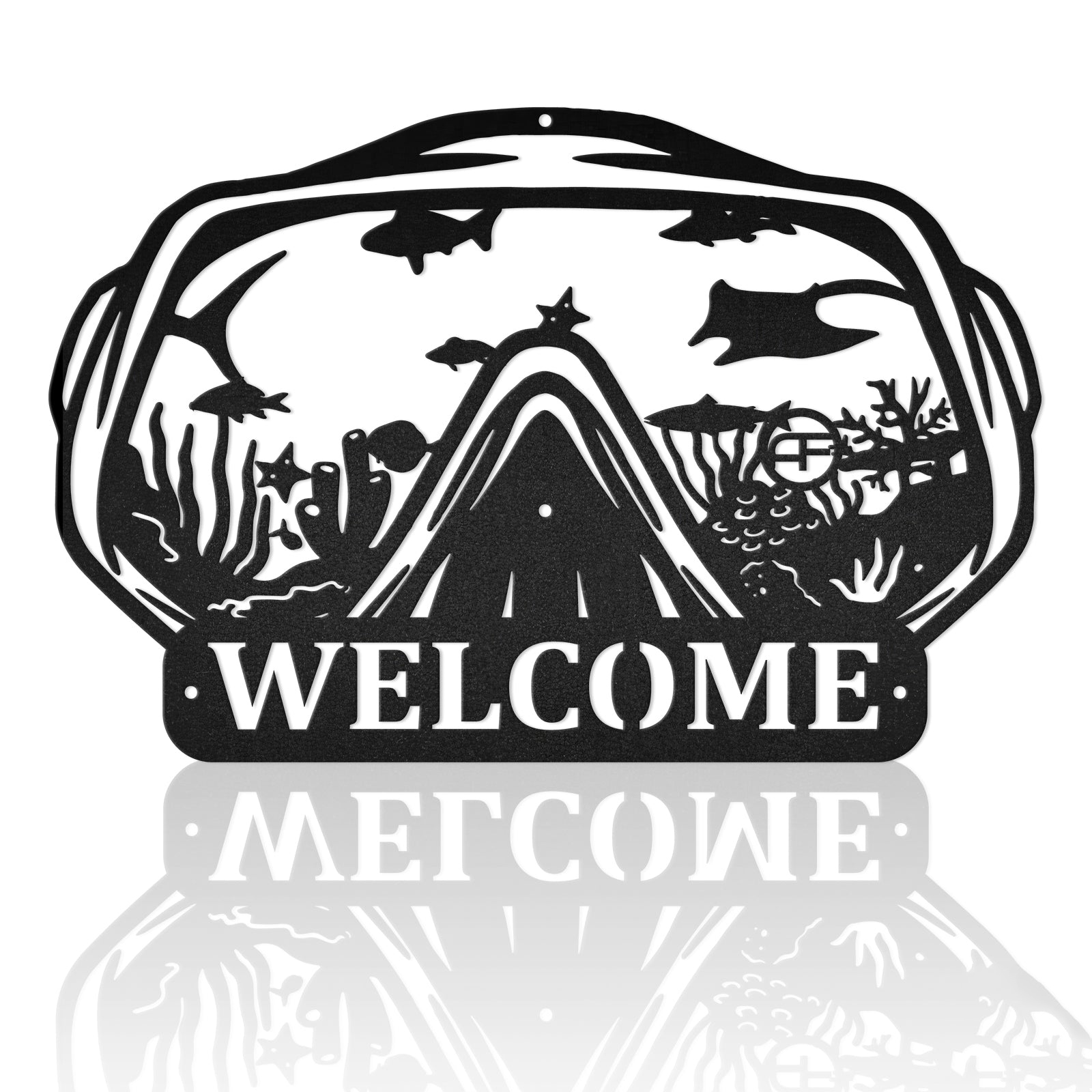 Scuba Mask Ocean Scenery Metal Art Sign