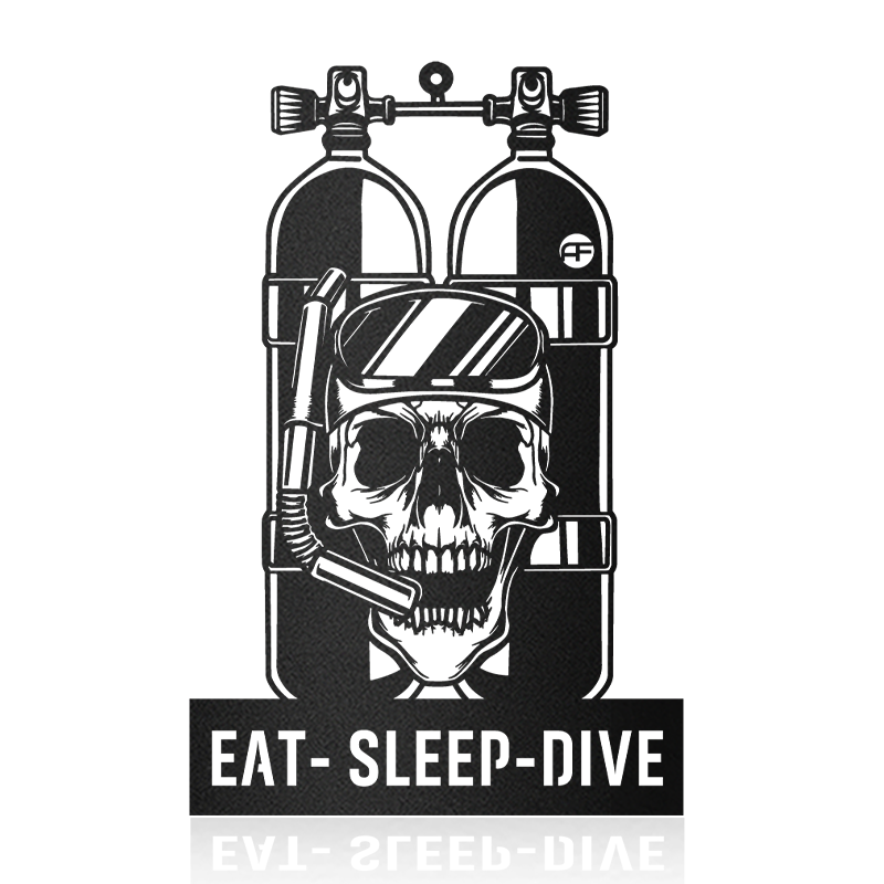 Skull Diver Nautical Metal Art Sign