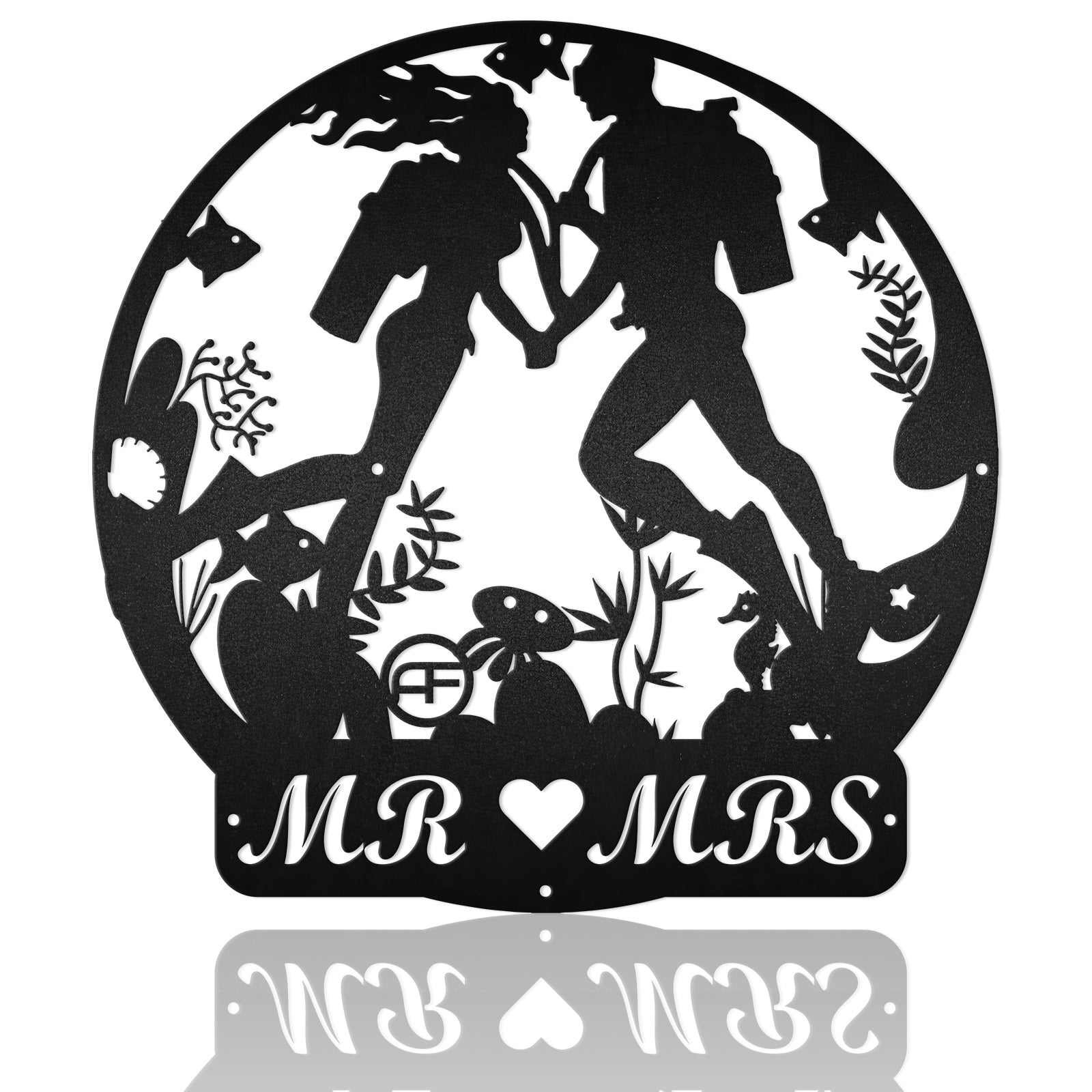 Couple Scuba Diving Nautical Metal Art Sign