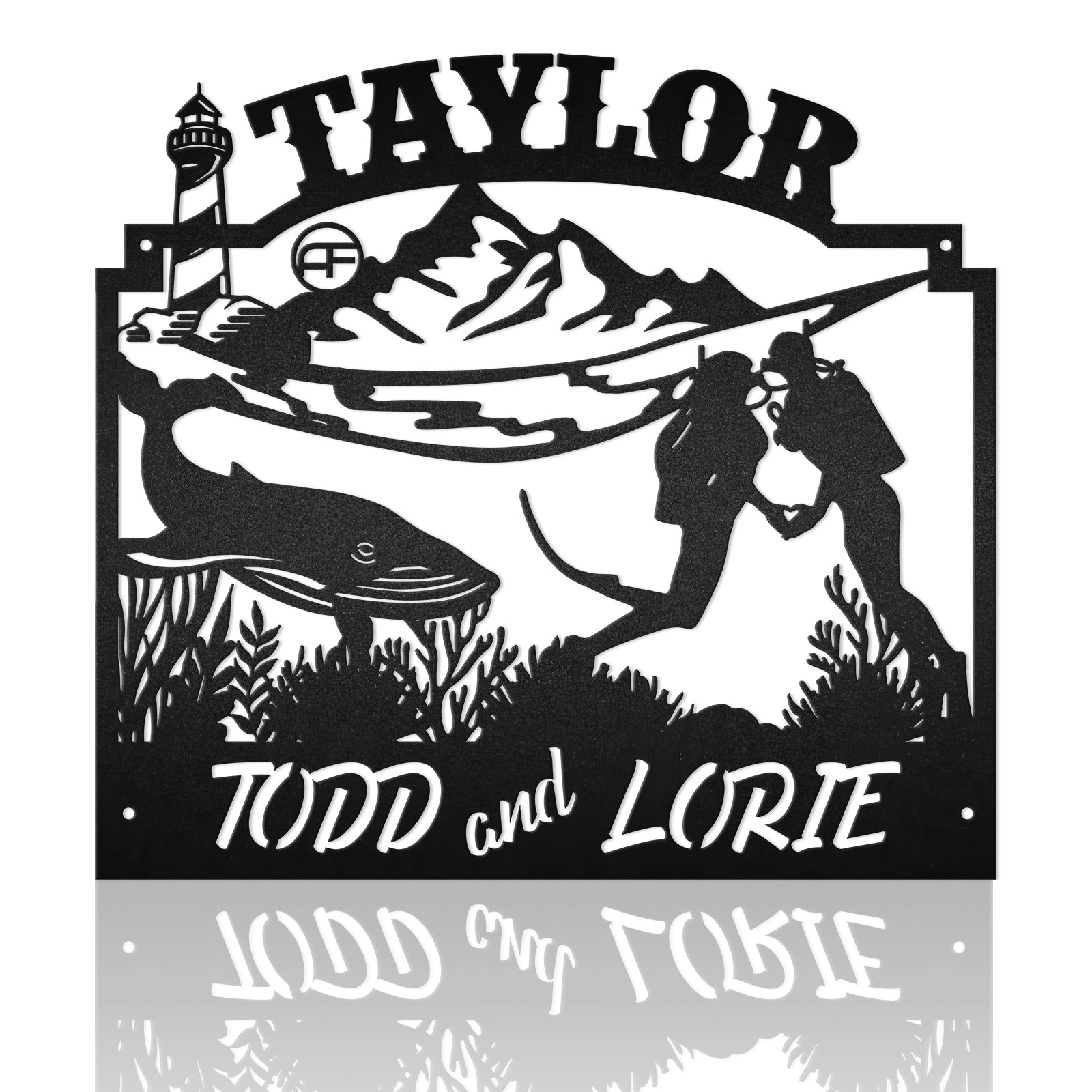 Diving Couple Infinity Love Nautical Metal Art Sign