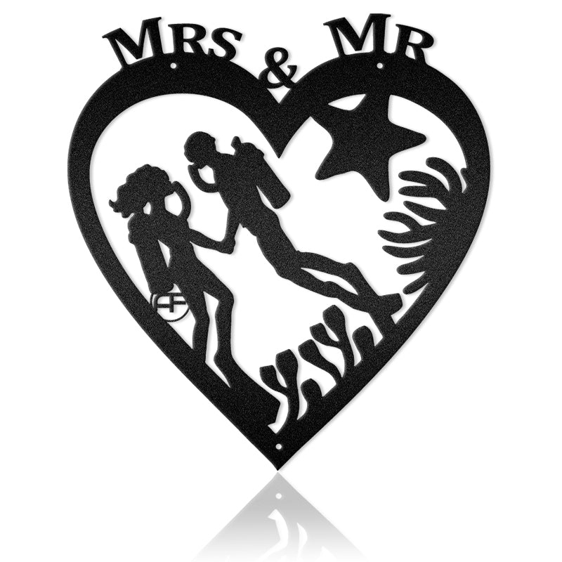 Couple Diver Heart Metal Wall Art