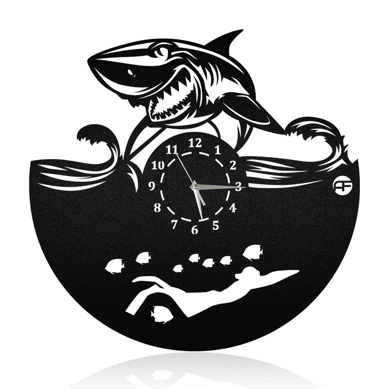 Shark With Diver Adventurers Metal Wall Art