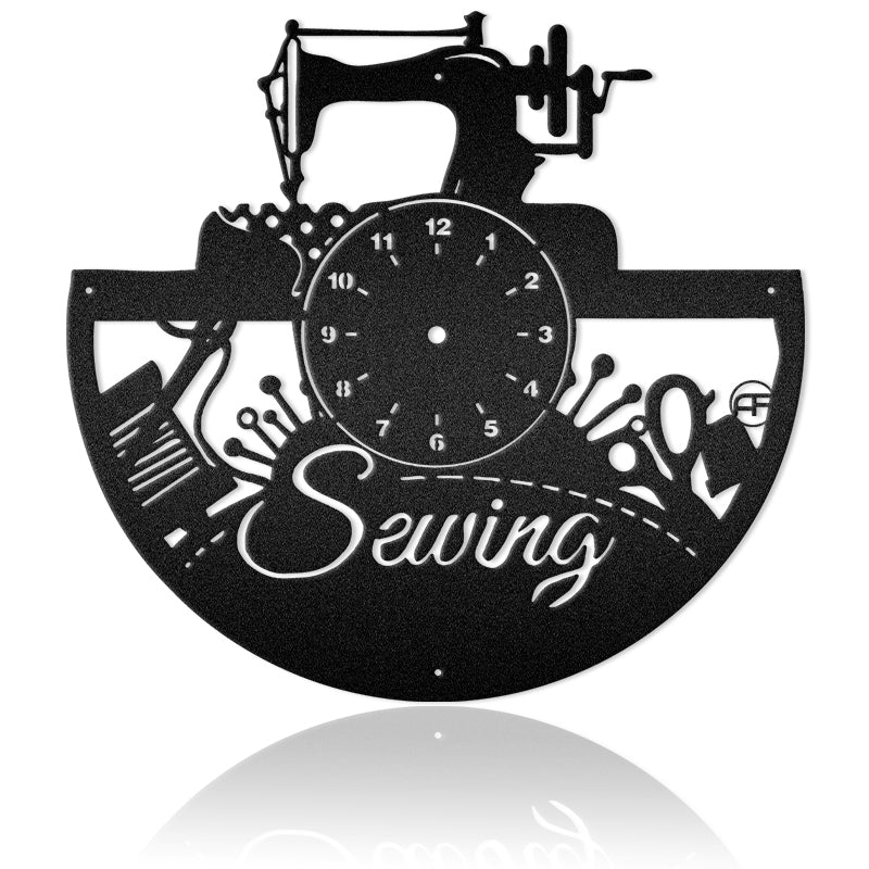 Personalized Sewing Machine Wall Clock Metal Sign