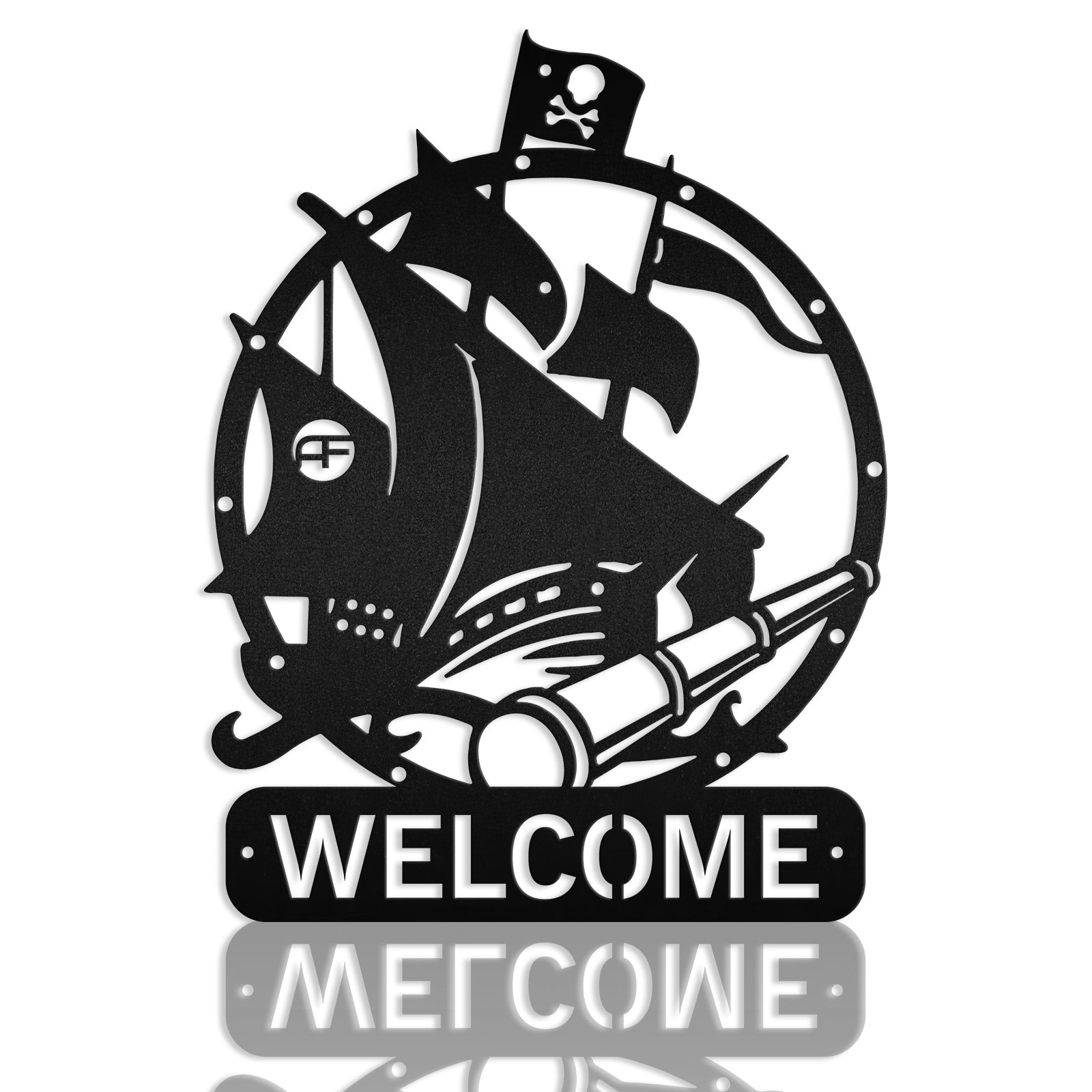 Binoculars Pirate Ship Metal Art Sign