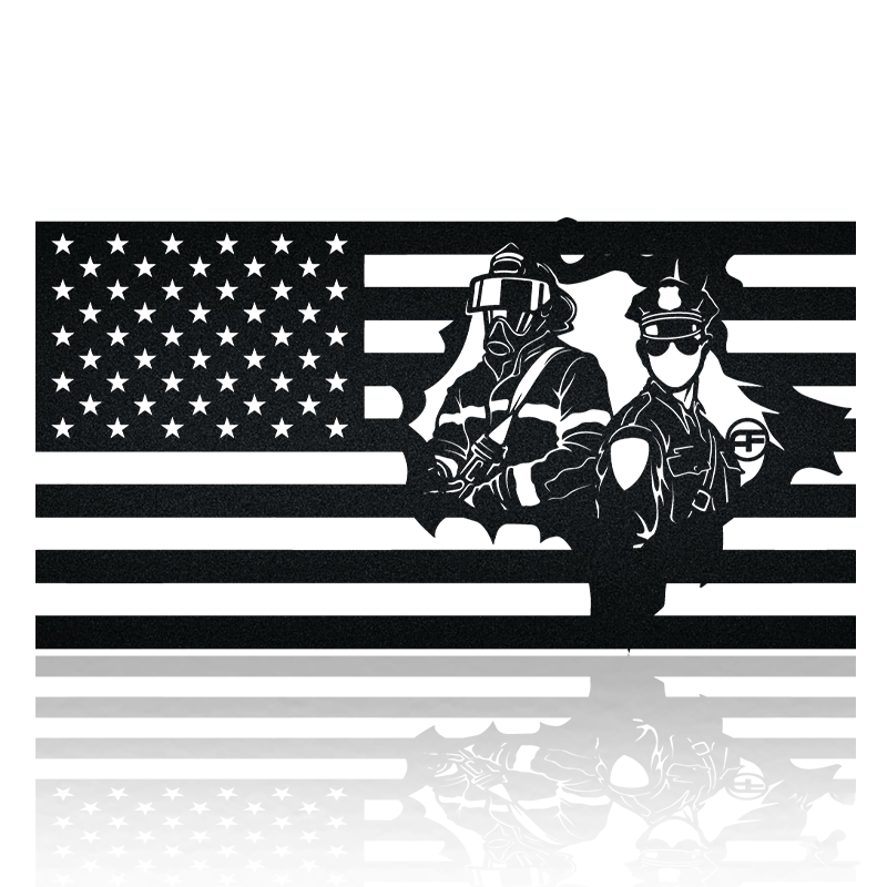 911 Memorial Firefighter Police Nurse Us Flag Metal Wall Art