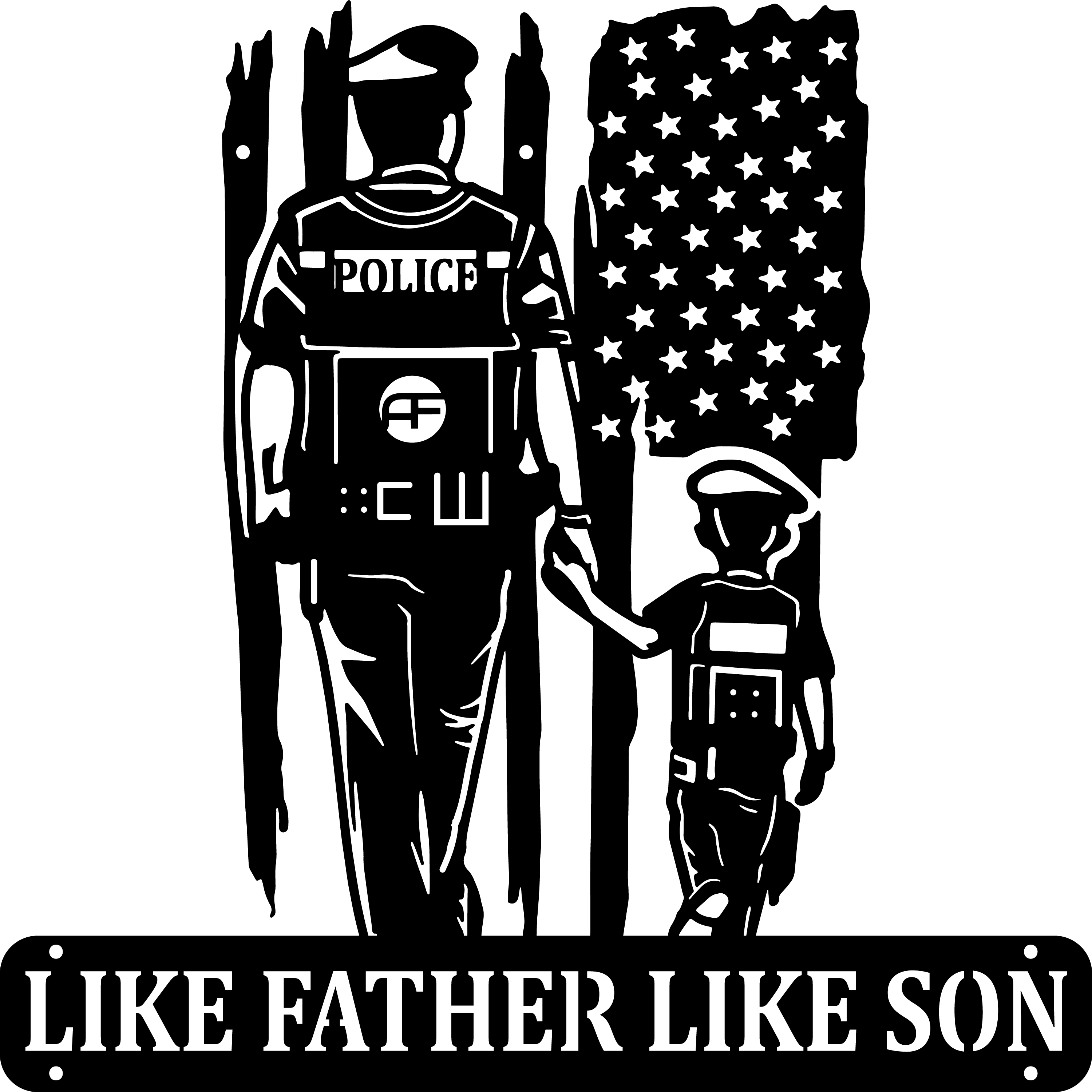 911 Memorial Police Officer Father & Son Metal Wall Art