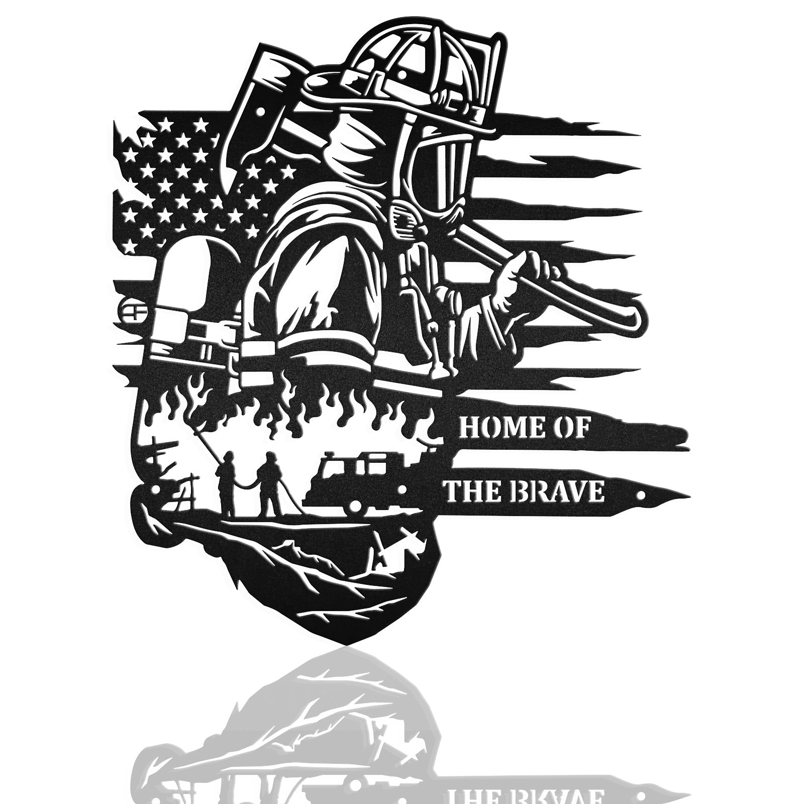 Firefighter Fire Scene Fire Truck 911 Memorial Metal Art Sign