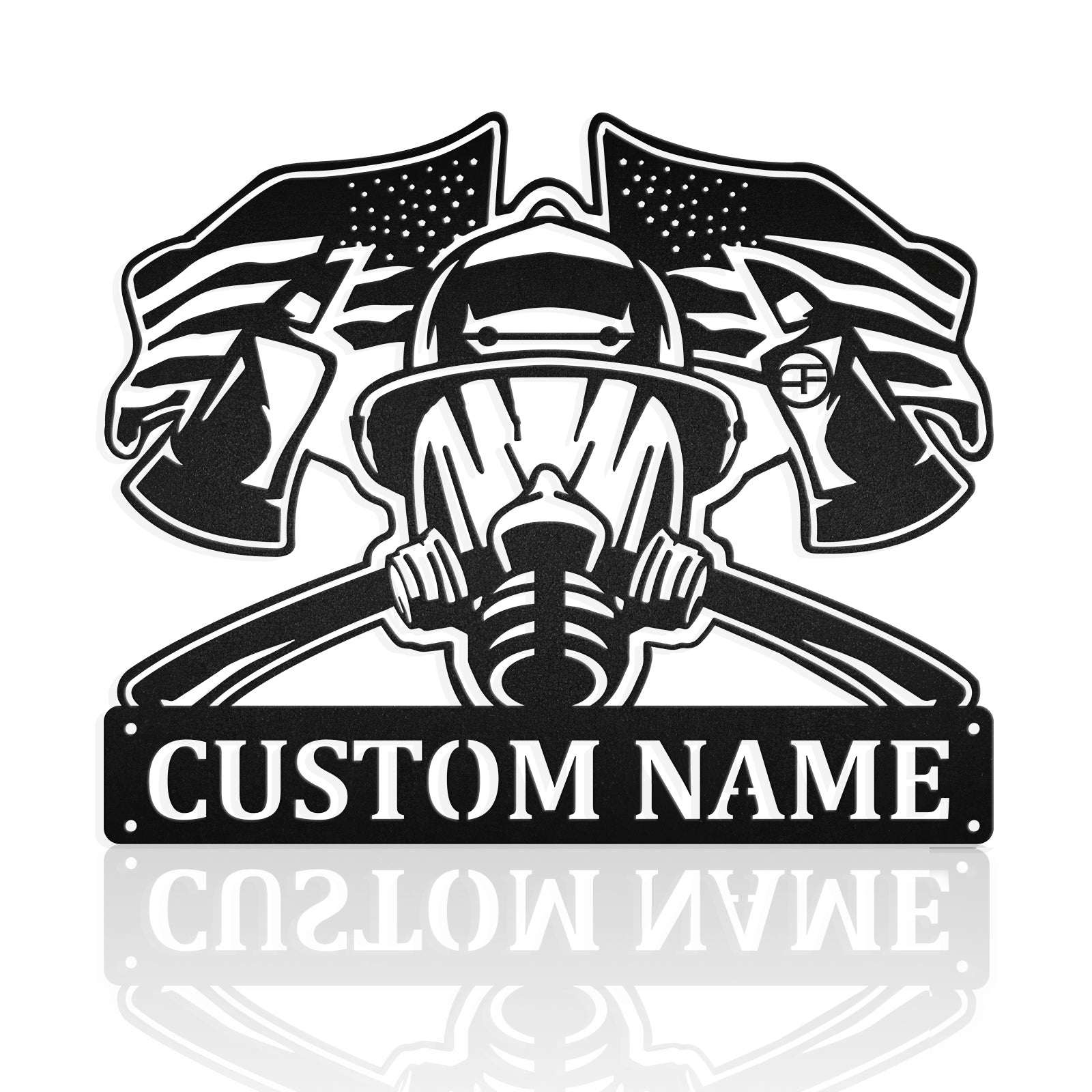 Firefighter Fireman Us Flag Patriot 911 Memorial Metal Art Sign