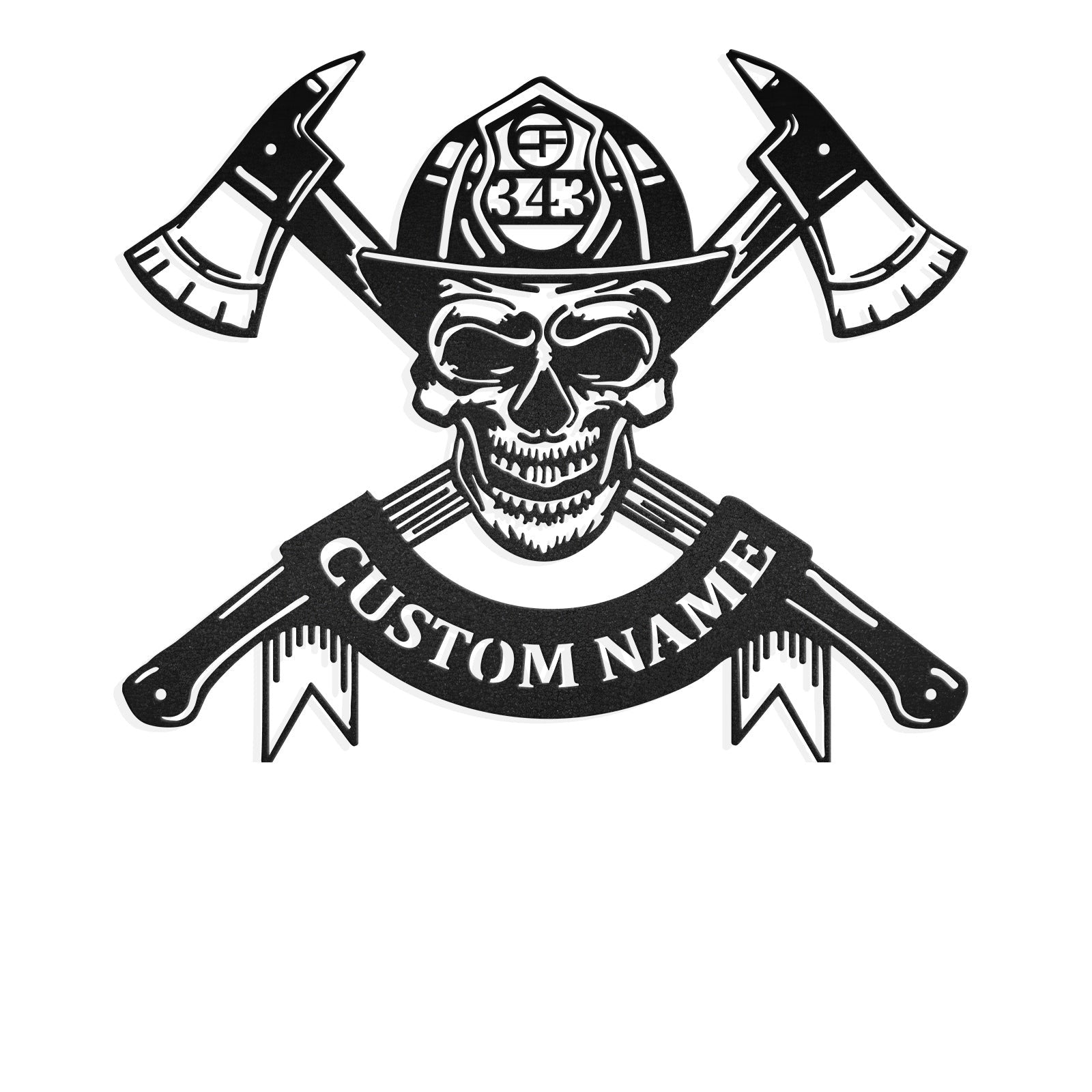 Firefighter Fireman Skull With Axe 911 Memorial Metal Art Sign