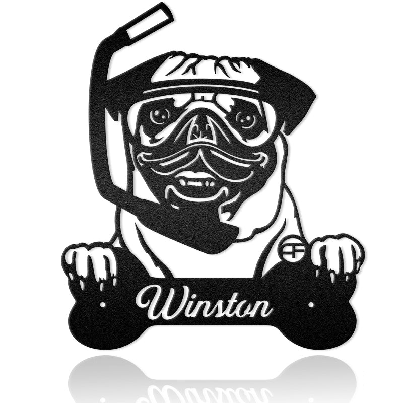 Pug Dog Scuba Diving Mask Puppy Diving Diver Dog Metal Art Sign