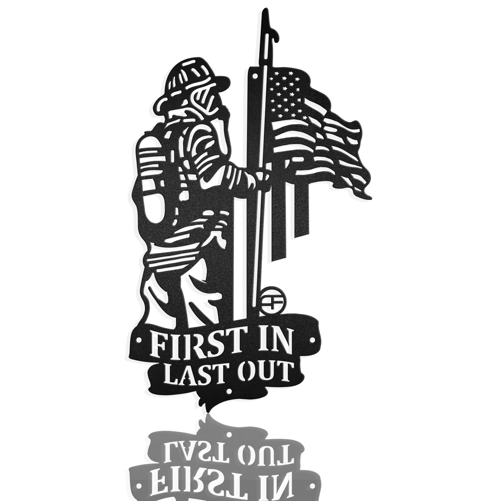 Fireman Firefighter Us Flag Custom Metal Art Sign