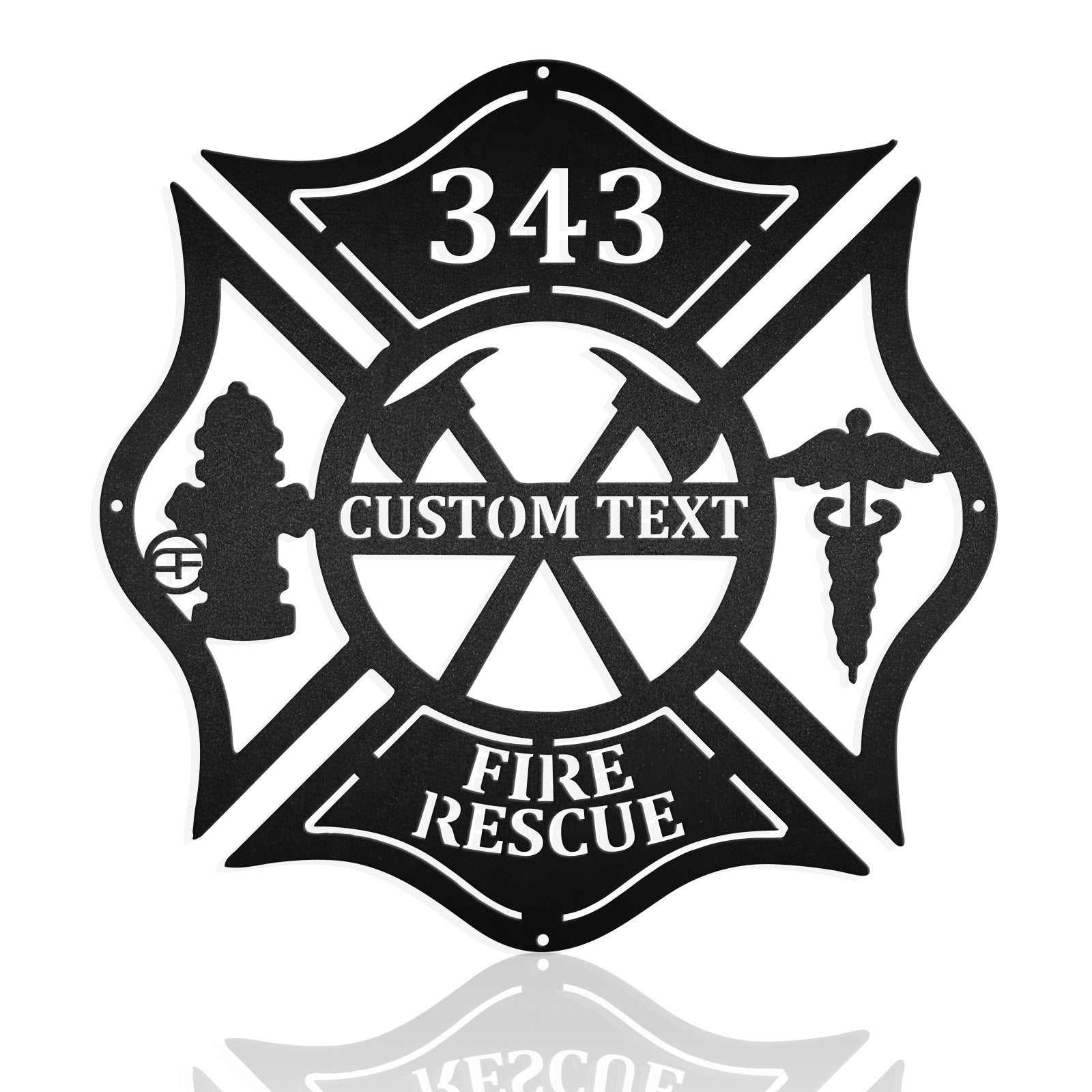 Firefighter Badge Fire Rescue 911 Memorial Custom Metal Wall Art