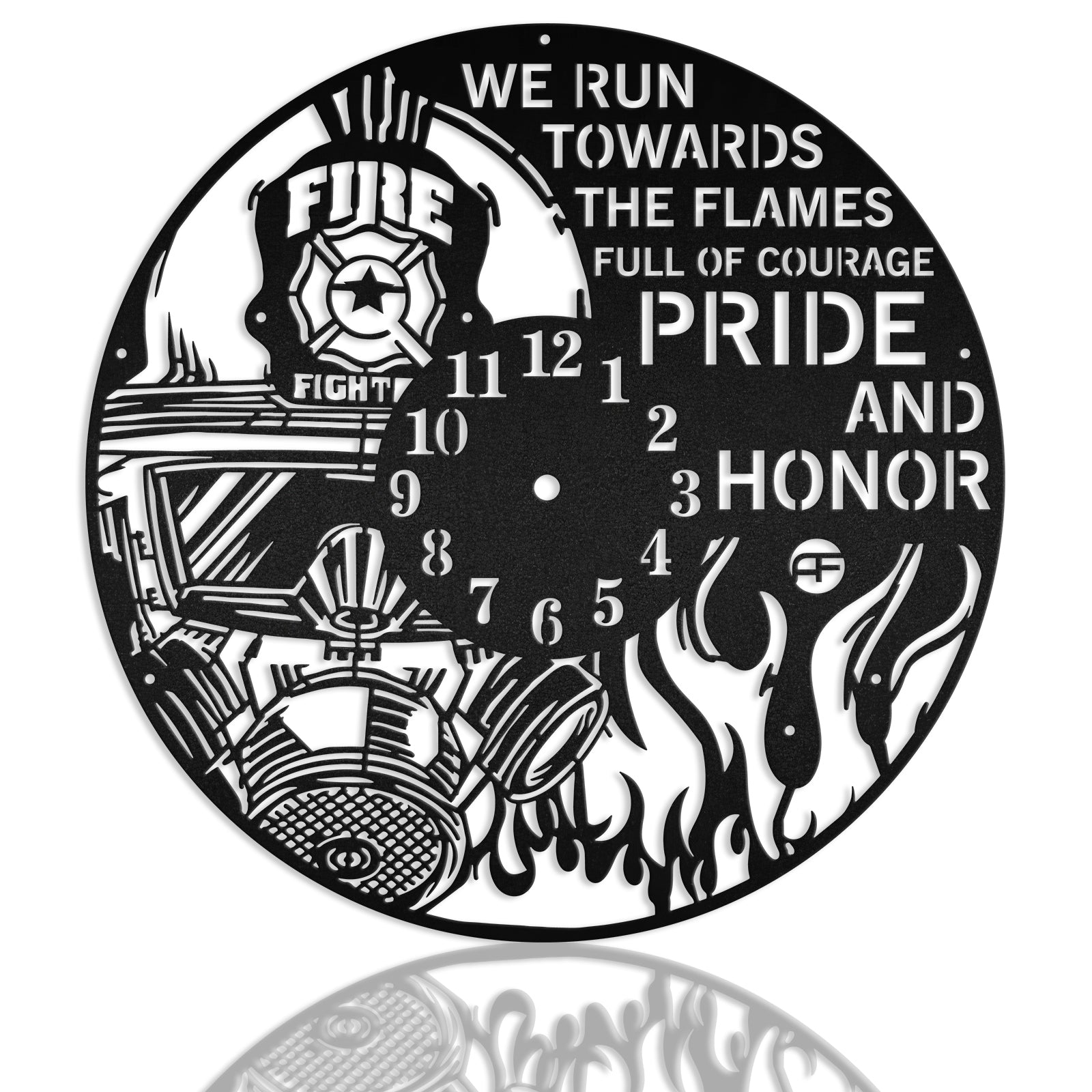 We Run Towards The Flames Firefighter Fireman Metal Wall Art