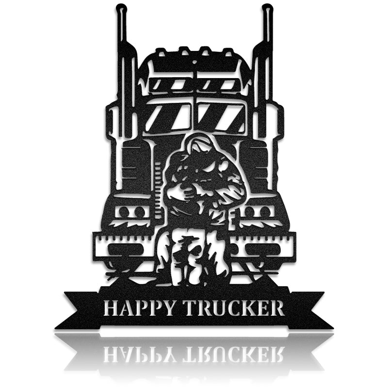 Personalized Trucker Dad And Son Metal Wall Art