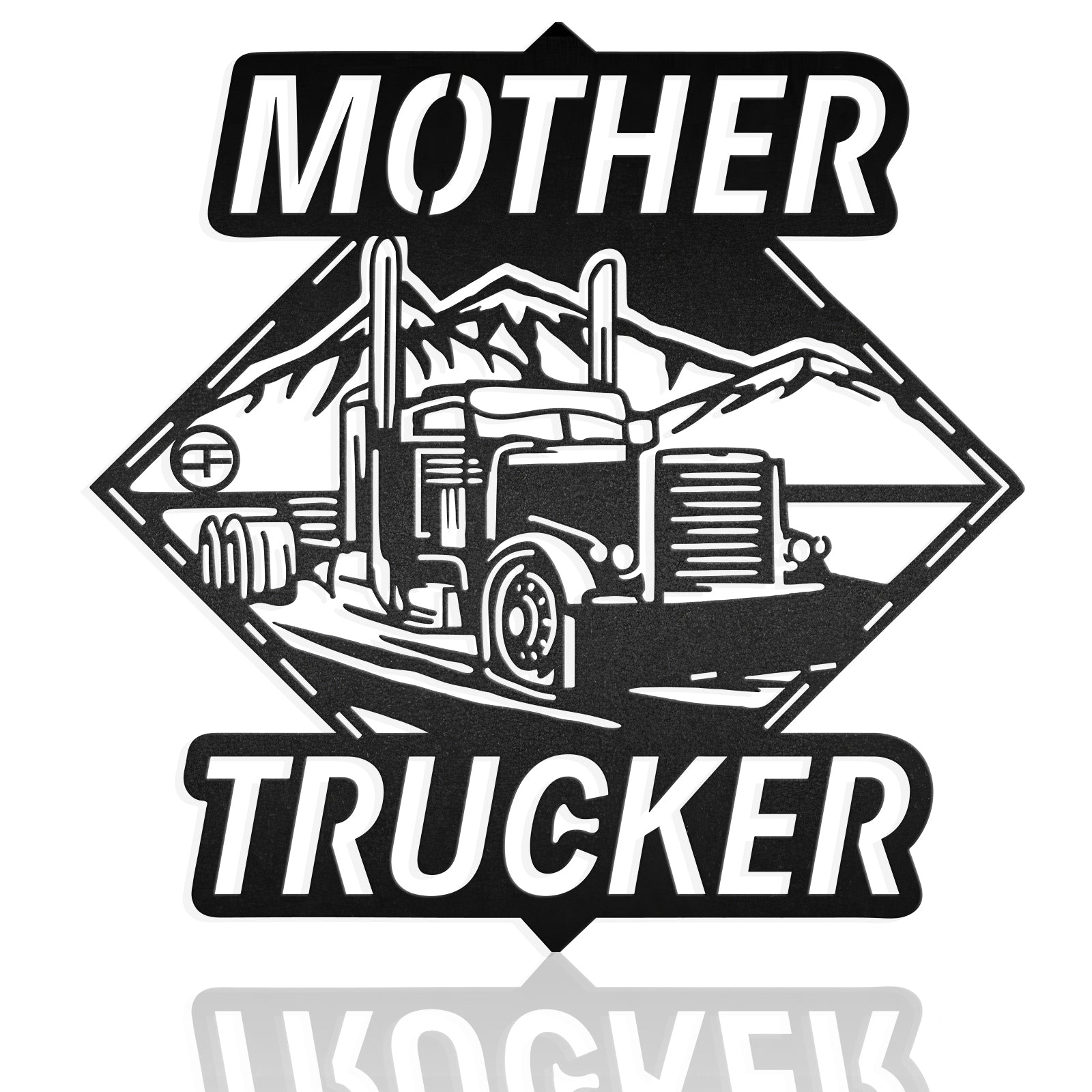 Mother Trucker Big Rig Tractor-Trailer Nature Scene Metal Wall Art