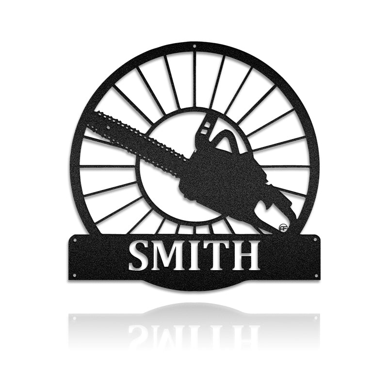 Chainsaw Lumberjack Custom Metal Wall Art