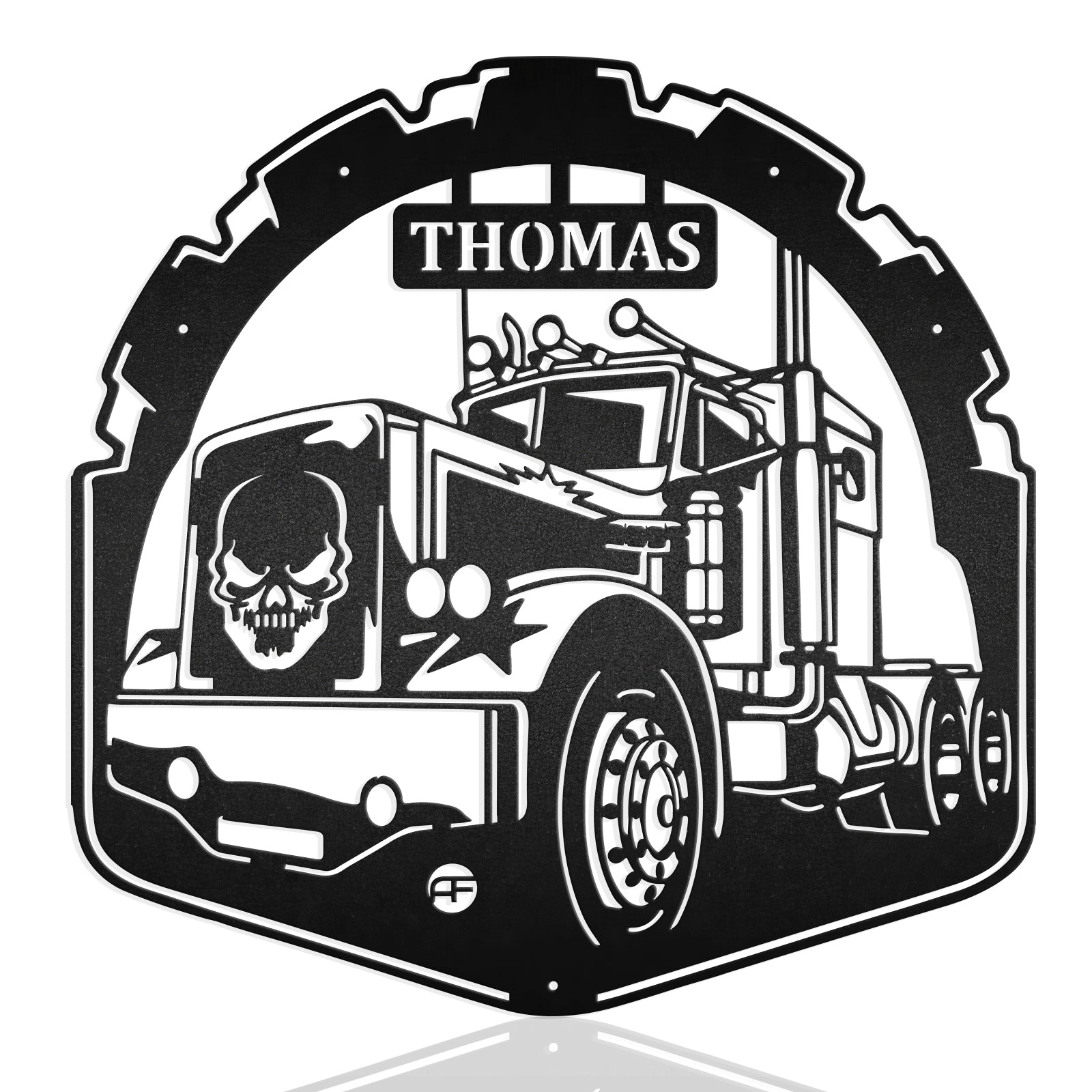 Skull Wheeler Semi Big Rig Car Diesel Truck Driver Metal Wall Art