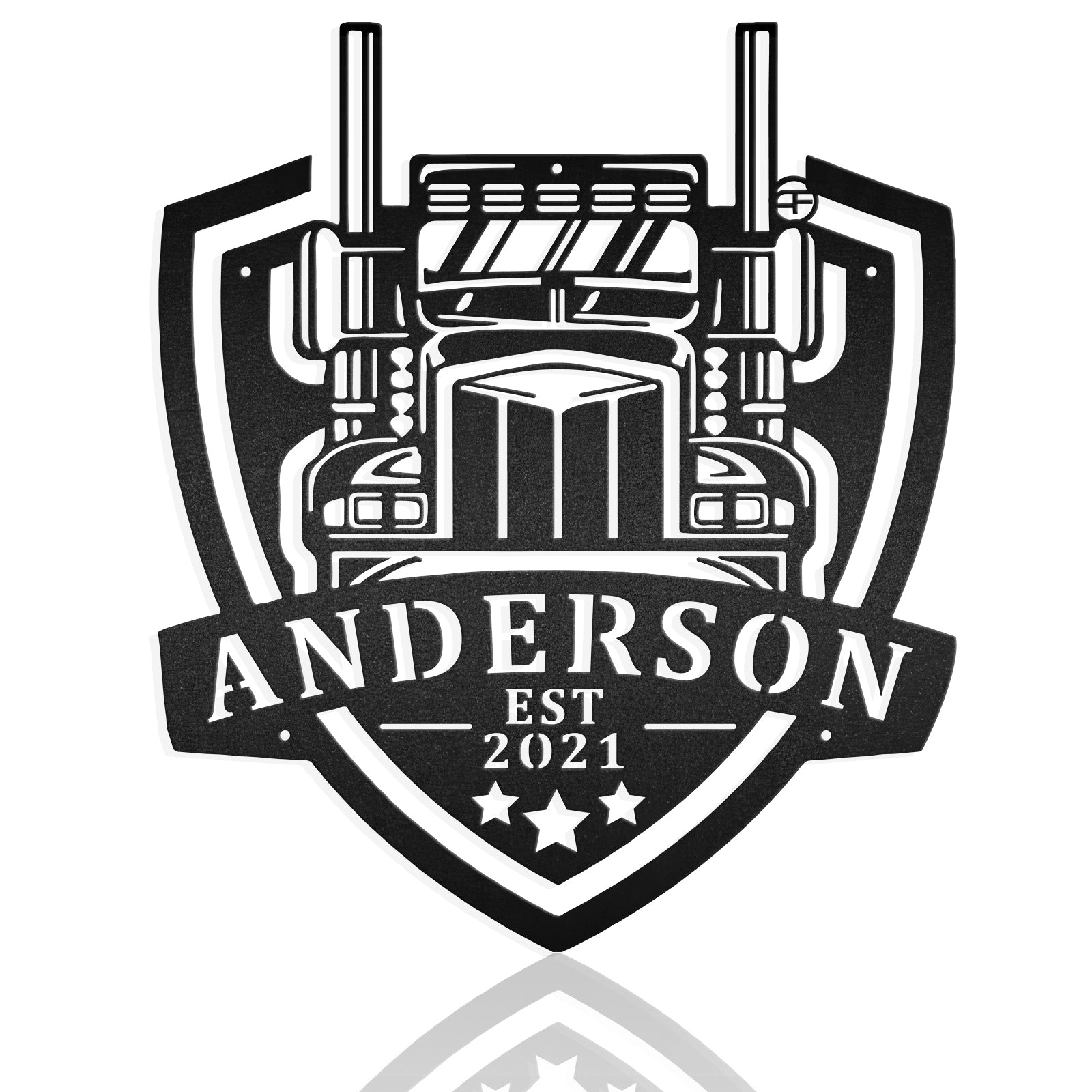 Semi-Trailer Truck Front View Metal Wall Art