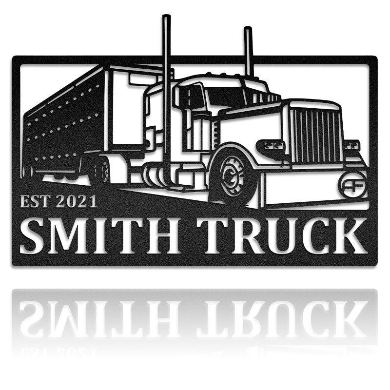Customized Big Rig, Trucking Company, Tractor Trailer Truck Metal Wall Art