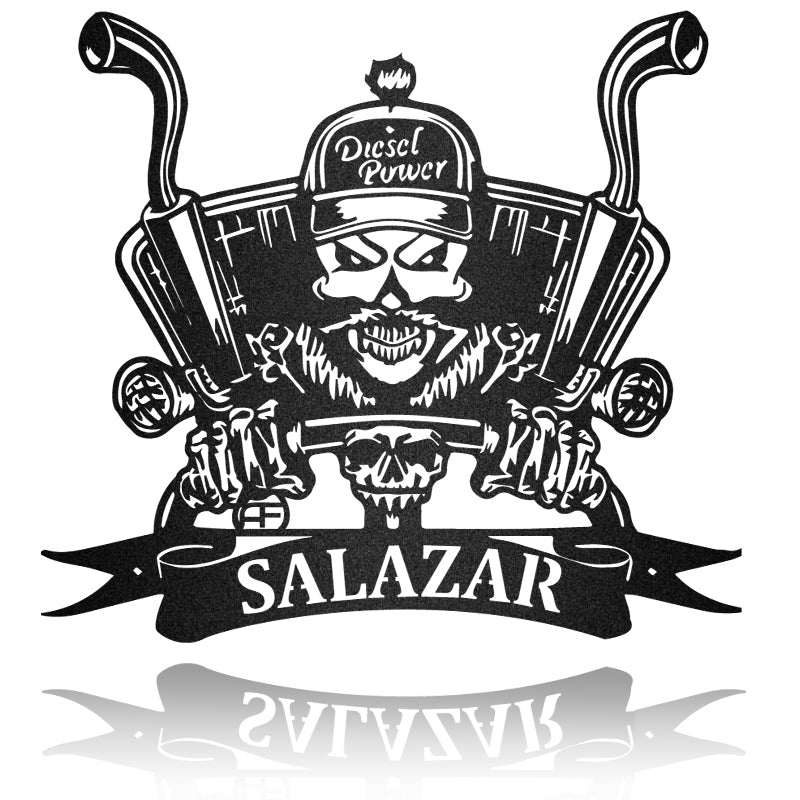 Skull Skeleton Semi Tractor Personalized Metal Wall Art