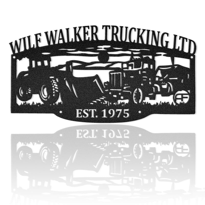 Semi-Trailer Truck Bulldozer Decor Metal Wall Art