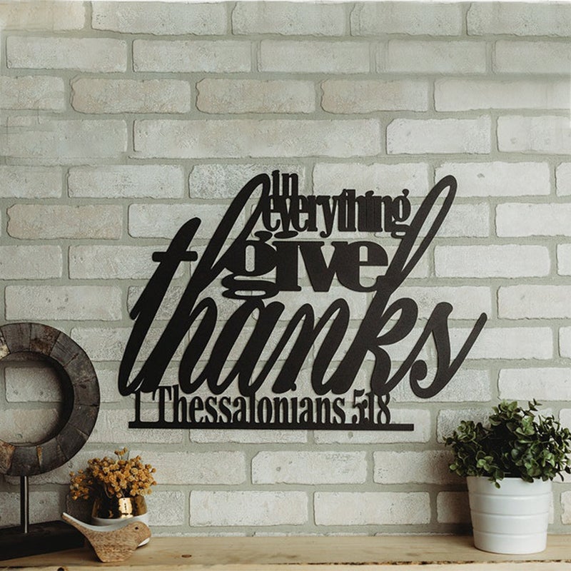 Give Thanks Metal Bible Verse Wall Decor Sign Scripture Metal Wall Art