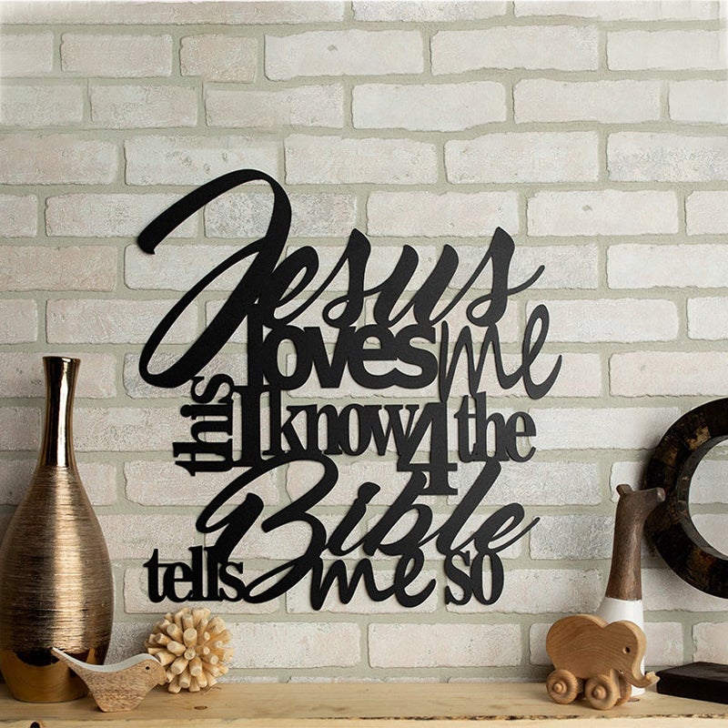 Jesus Loves Me This I Know Wall Decor Sign Scripture Metal Wall Art