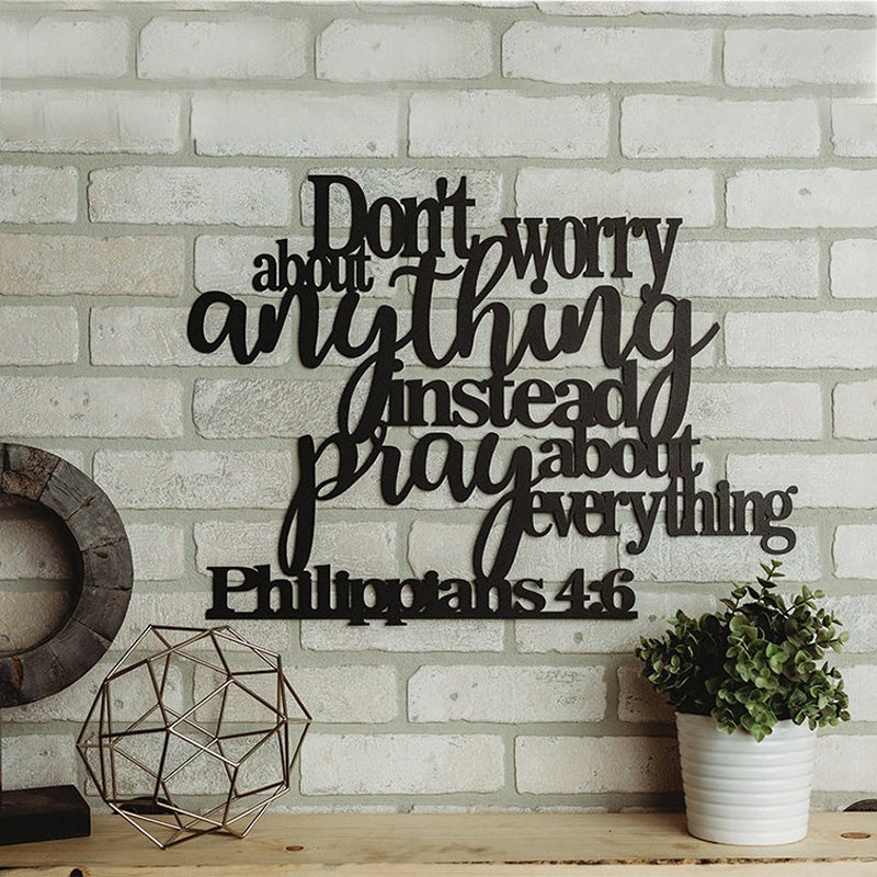 Philippians 4:6 Don'T Worry Pray Metal Bible Sign Scripture Metal Wall Art