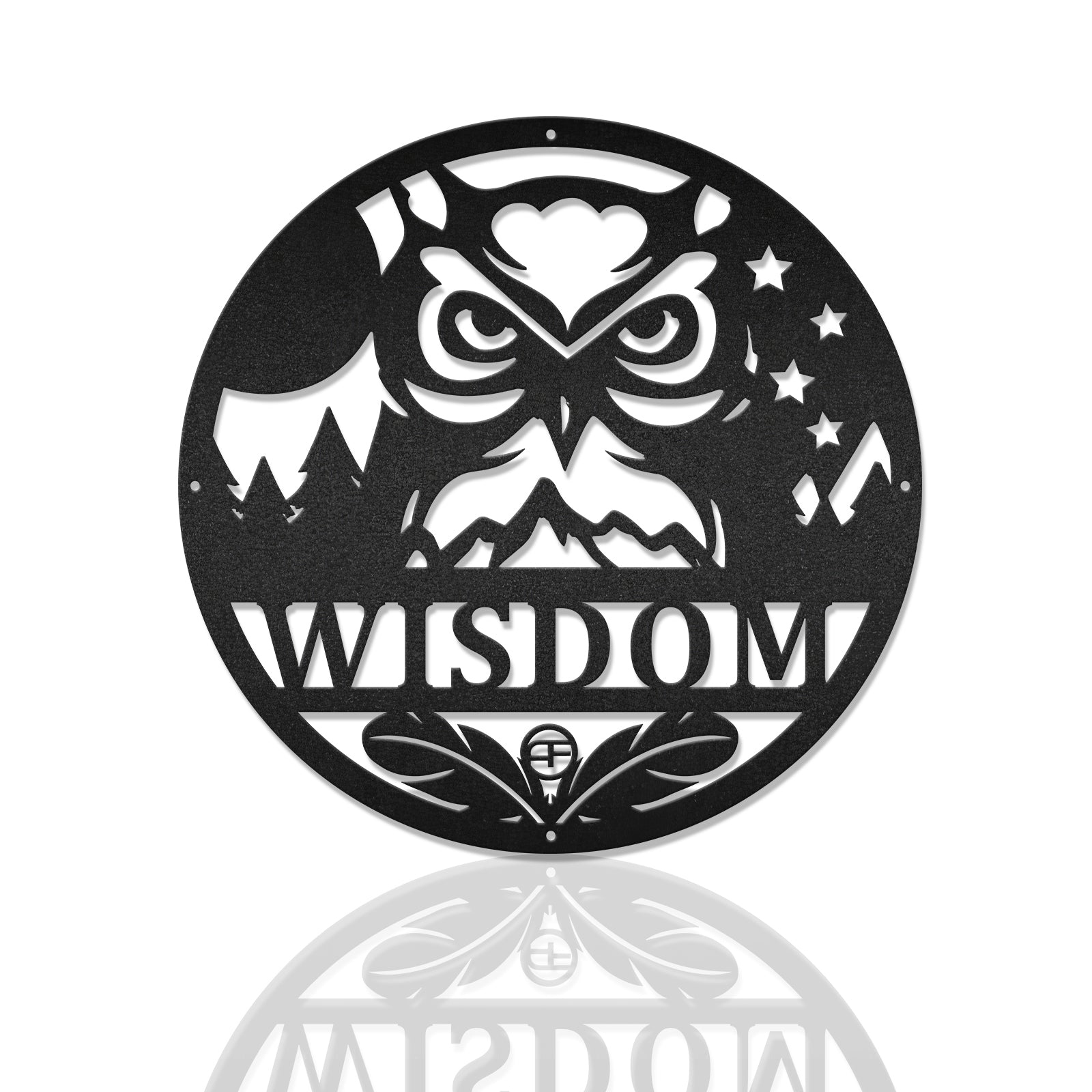 Owl Monogram Round Metal Birds Metal Wall Art