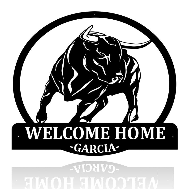 Bull Ranch Custom Family Name Outdoor Decor Metal Wall Art