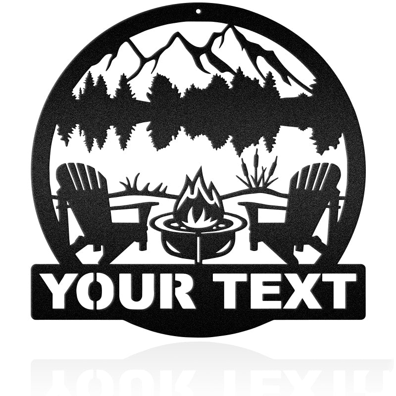 Personalized Firepit Camping Campfire Monogram Metal Wall Art Decor