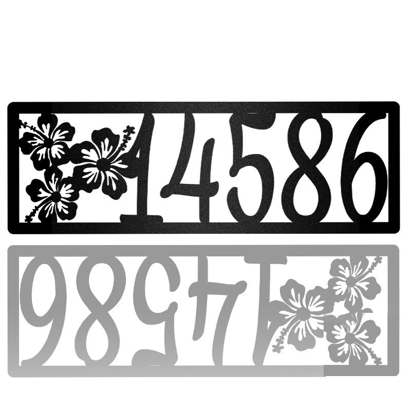 Personalized Hibiscus Flower Address House Numbers Metal Sign